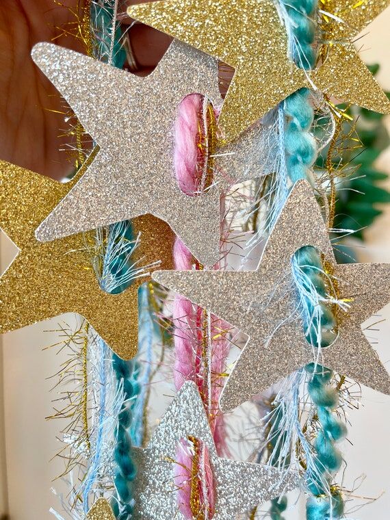 Glitter Star Garland, Gold & Silver Party Ban...