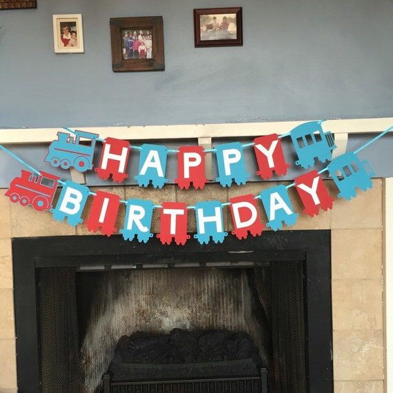 Train Birthday Banner, Train Decorations, Tra...