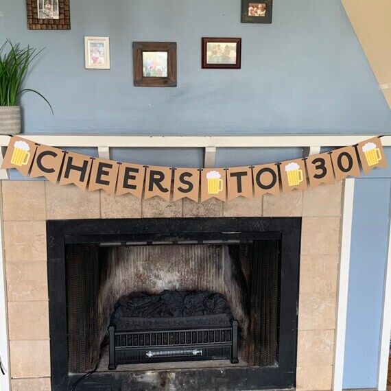 Cheers to 30 Years Banner - Beer Banner- Bir...
