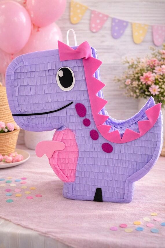 Girl Dinosaur Piñata – Pink & Purple Dino ...