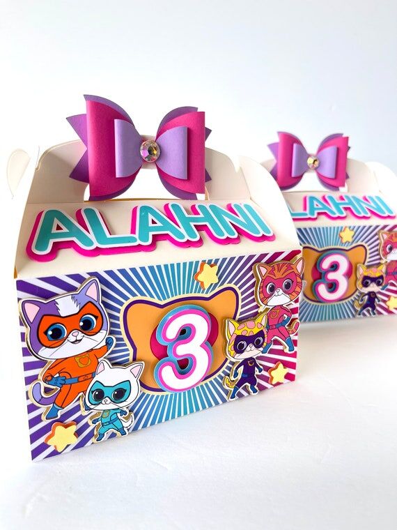 Super Kitty Party Favor Boxes: Superhero Cat ...