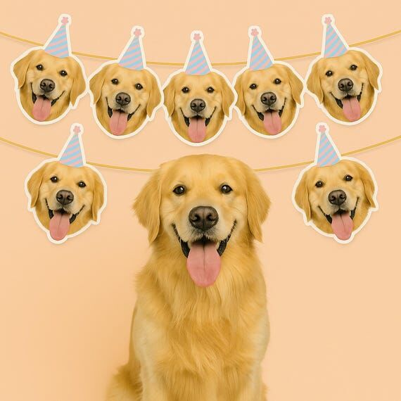 Custom Dog Face Banner, Personalized Dog Birt...