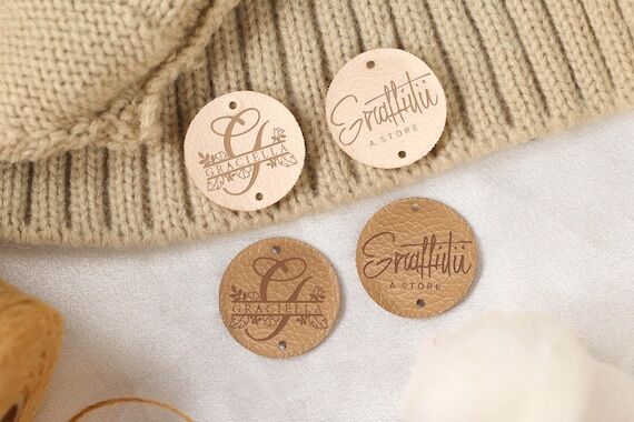 Custom Round Faux Leather Tags, Mini Leather...