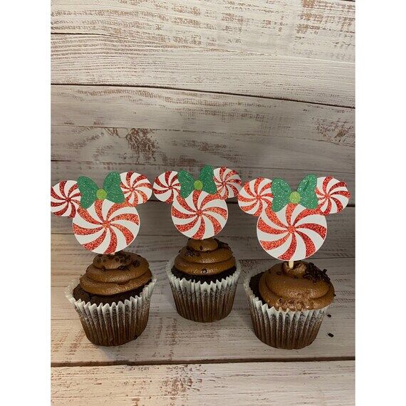 Mickey Mouse Christmas Cupcake Toppers, Handm...