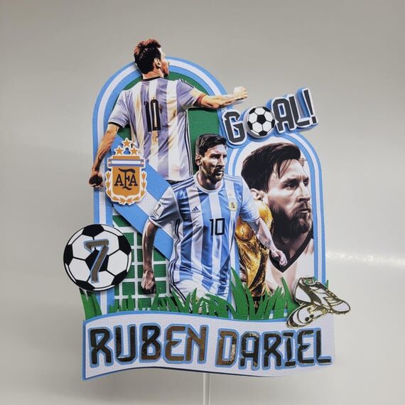 Personalized Argentina Soccer Cake Topper: Sp...