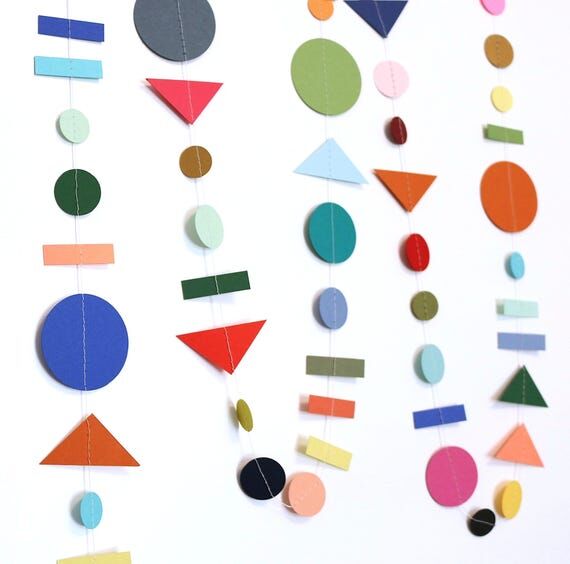 Geometric Shapes Garland, Colorful Confetti P...