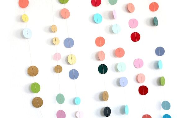 Multicolor Sewn Paper Garlands, Colorful Polk...
