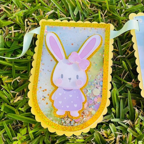 Easter Bunny Shaker Banner, Metallic Gold Par...