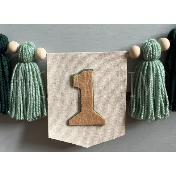 Happy Camper 1st Birthday Yarn Tassel Banner,...