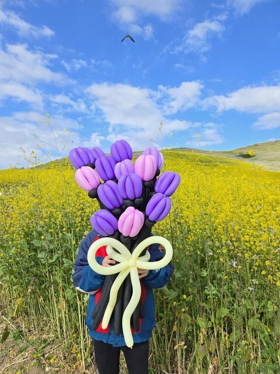 Tulip Flower Balloon Bouquet, Handmade Whimsi...