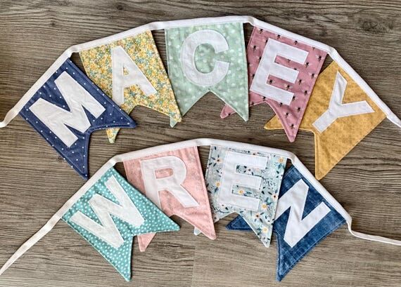 Custom Fabric Name Banner- Sustainable Decor,...