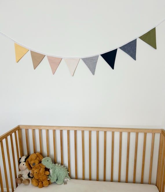 Neutral Fabric Bunting with Pennant Flags- Ge...