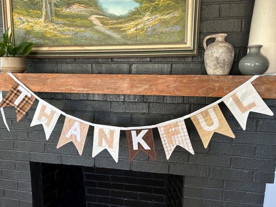 Custom Fabric Thankful Bunting, Fabric Happy ...