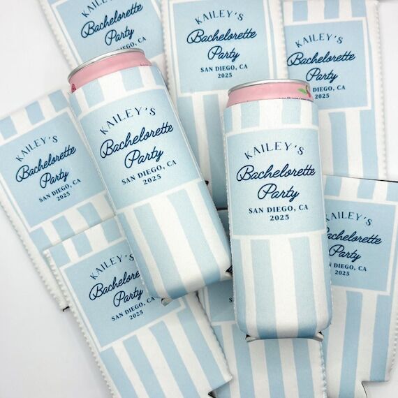 Personalized Coastal Bachelorette Can Cooler ...