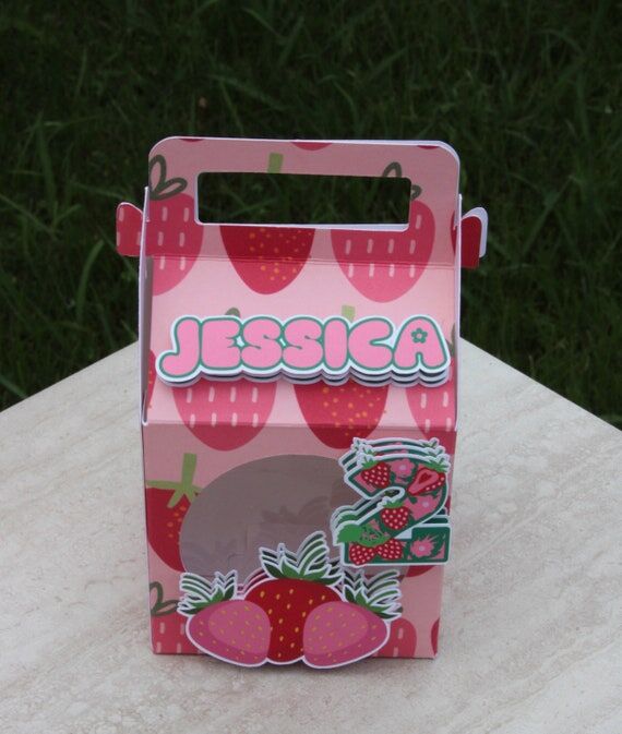 Strawberry Party Favor Boxes, Square Strawbe...