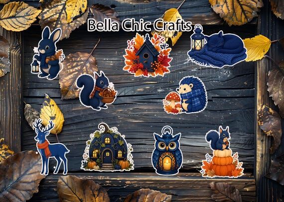 Cozy Woodland Animal Sticker Pack, Fall Autum...