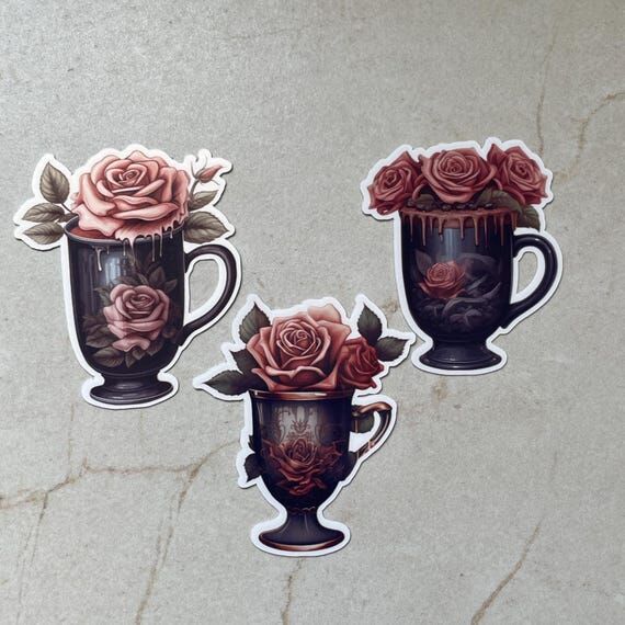 Skull Coffee Mug Sticker 3 Inch | Gothic Skul...