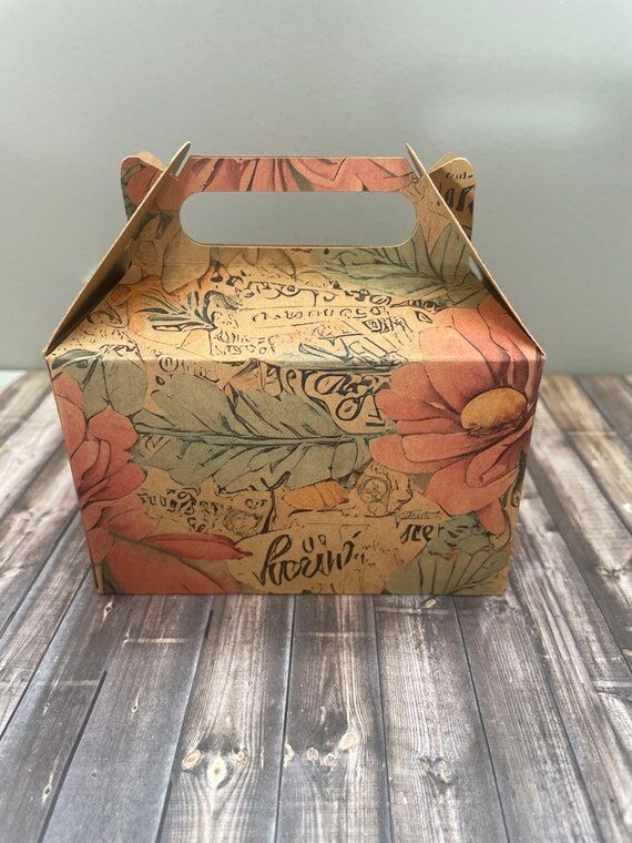 Watercolor Floral Party Favor Boxes, Kraft Pa...
