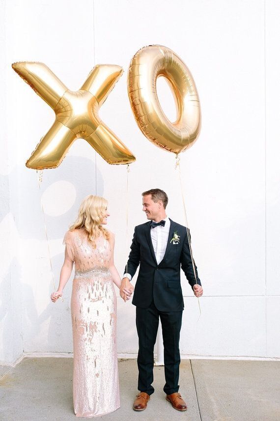 Giant XO Balloons - 40" Inch Gold Mylar...