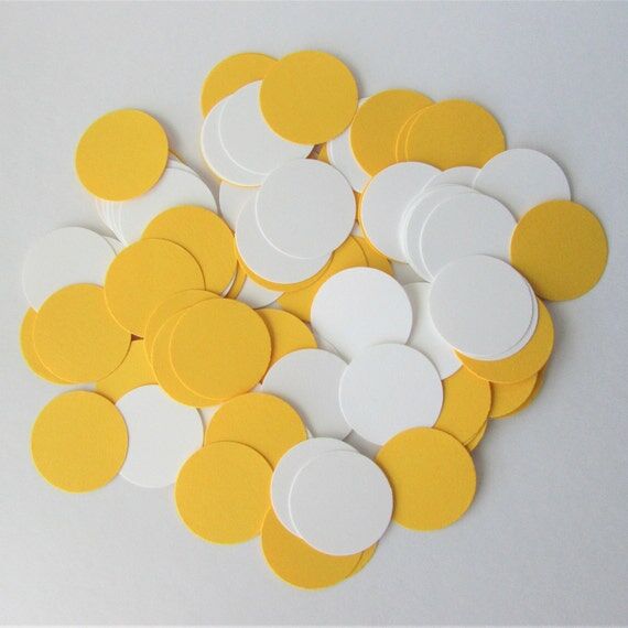 Yellow & White Paper Confetti Circles 100 CT ...