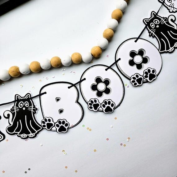 Personalized Cat Ghost Boo Banner: Fall Hallo...