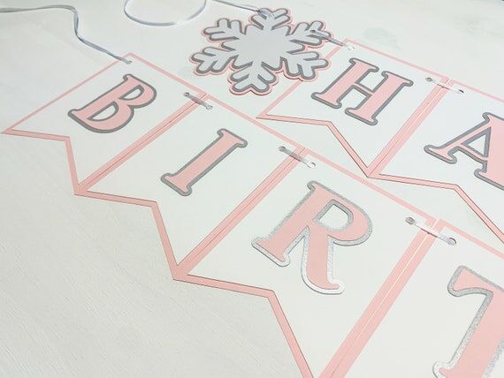 Pink Snowflake Happy Birthday Banner Paper Pa...