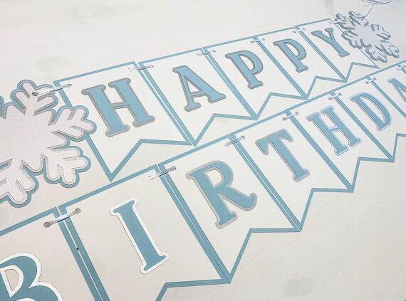 Blue Snowflake Happy Birthday Banner Paper Pa...
