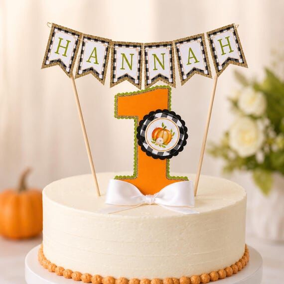 Personalized Little Pumpkin Cake Topper Set, ...