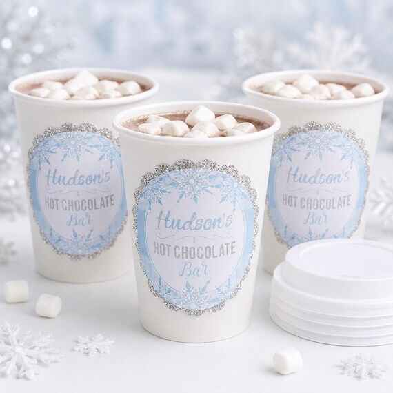 Personalized Hot Chocolate Bar Cups, Winter P...