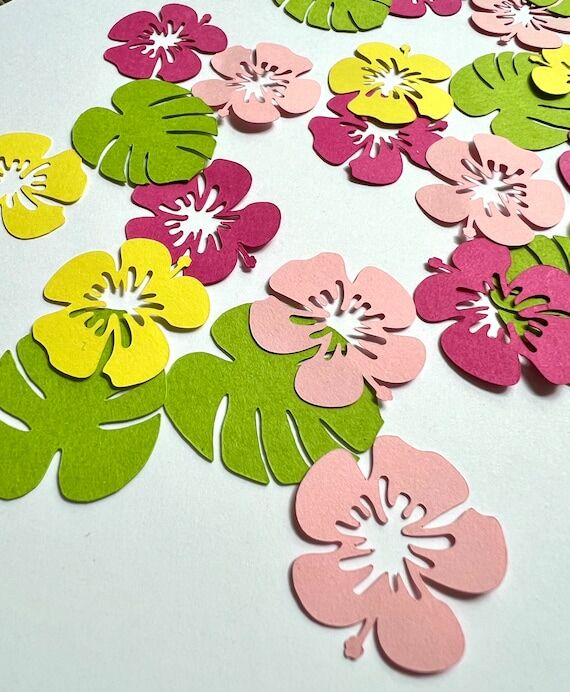 Hawaiian Luau Party Confetti, Pink and Yellow...