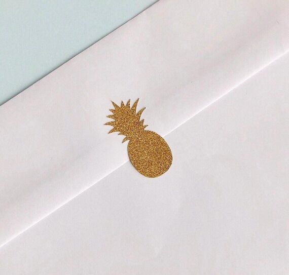 Pineapple Stickers, Gold Or Silver Glitter Pa...
