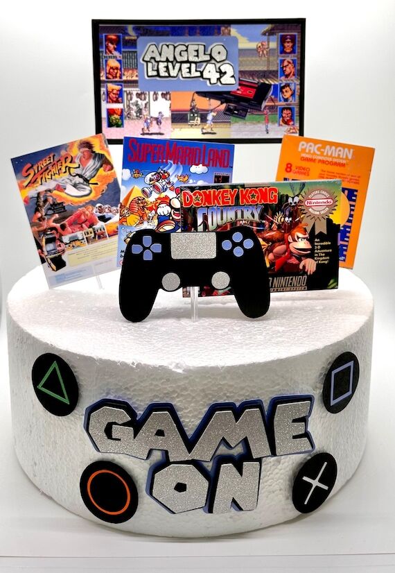 Retro Video Games Cake Topper – Gamer Birth...