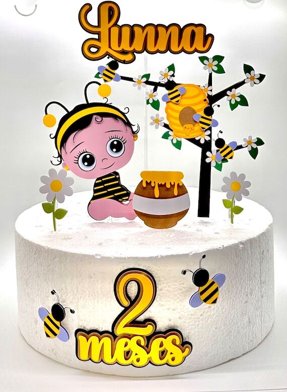Baby Bee Theme Cake Topper - Handmade Party D...