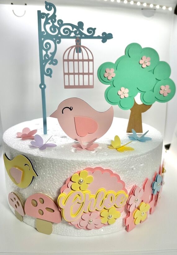 Garden theme Cake Topper - birds Party Decor...
