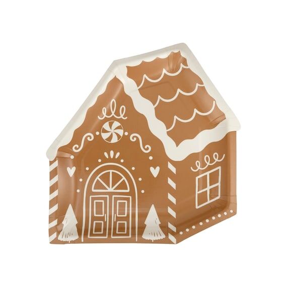 Gingerbread House Shaped Plates 8ct, Christm...