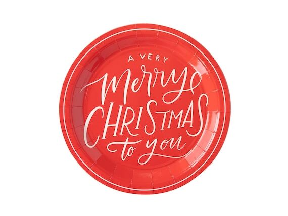 Merry Christmas Plates 8ct, Traditional Chris...