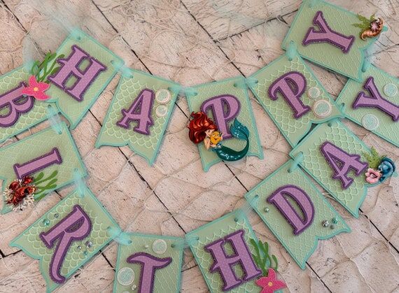 Little Mermaid Birthday Banner,Mermaid Banner...