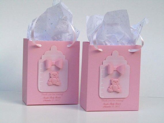 10 Pink Bottles Baby Shower Favor Bag - Perso...