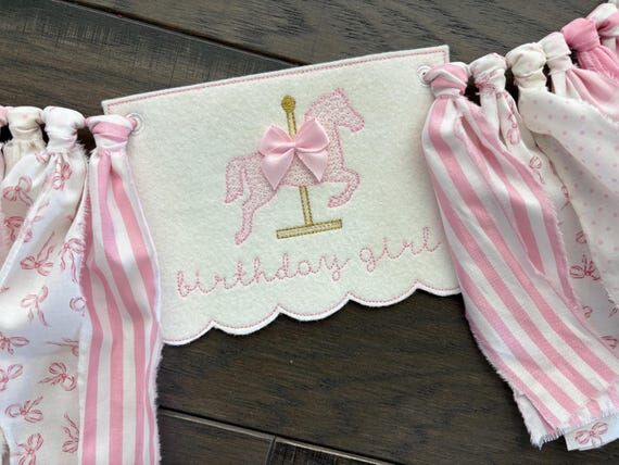 Embroidered Carousel Horse Birthday High Chai...