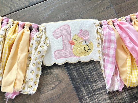 Embroidered Rubber Duck First Birthday Party ...