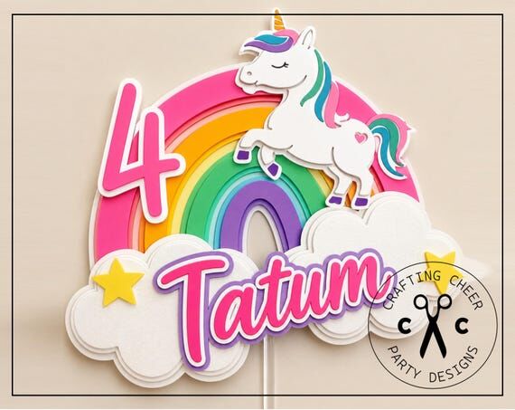 UNICORN Rainbow Birthday Party Cake Topper - ...