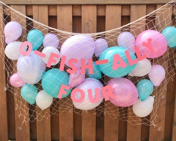 Mermaid Balloon Fish Net Backdrop | Mermaid P...