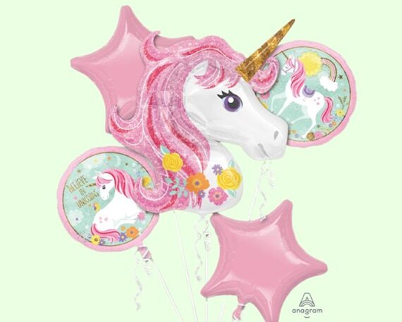Unicorn Balloon Bouquet | Unicorn Birthday Pa...