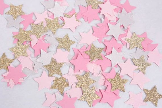 200 Pink and Gold Glitter Star Birthday Confe...