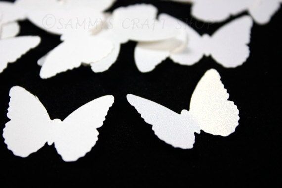 100 White & White Shimmer Butterfly Confetti,...