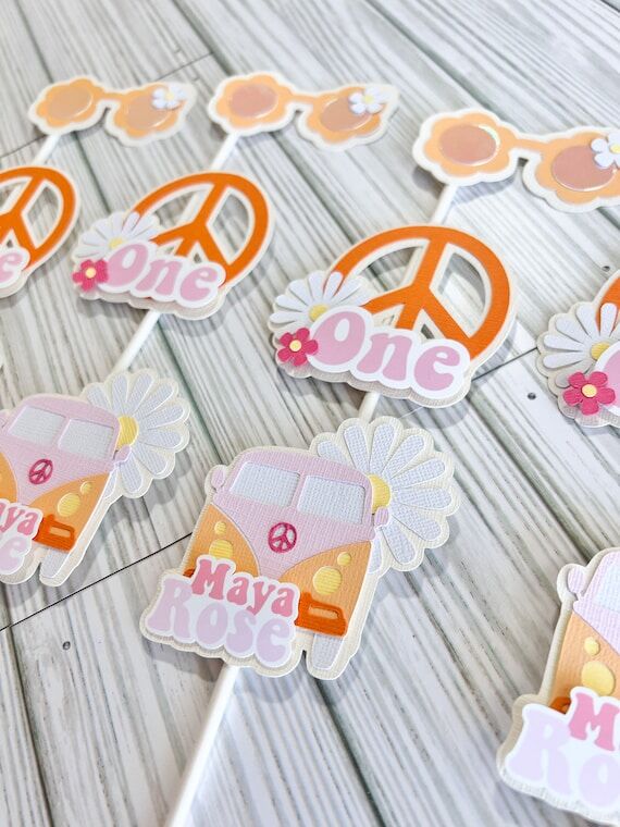 Groovy Cupcake Topper/ Hippie/ Peace/ Love/ R...