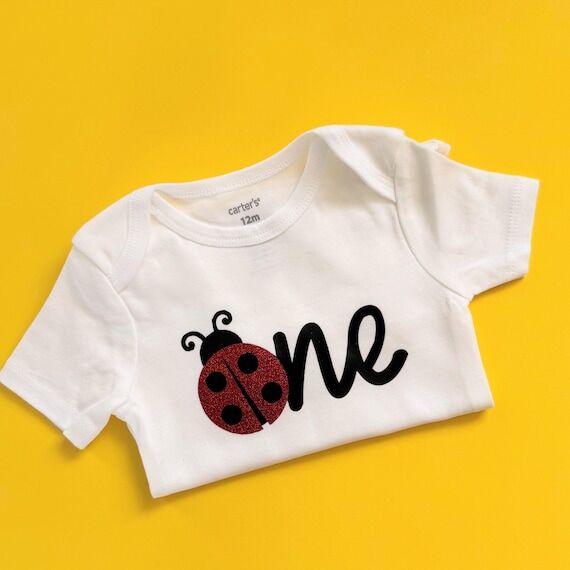 Ladybug First Birthday Onesie, 100% Cotton Pa...