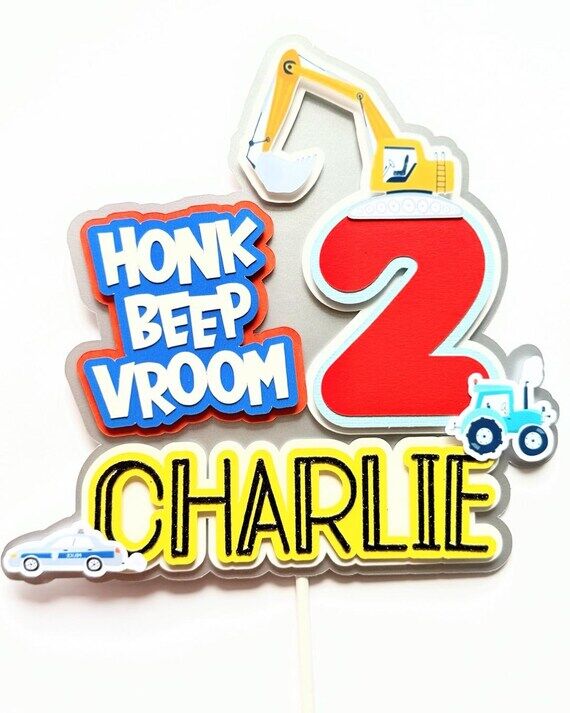 Honk Beep Vroom Cake Topper - Transportation...