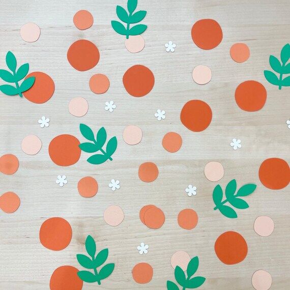 Little Cutie Baby Shower Confetti: Orange, Pe...