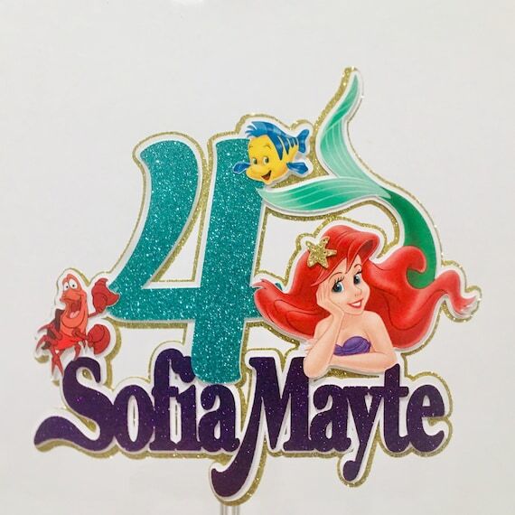 Little mermaid inspired personalized cake top...